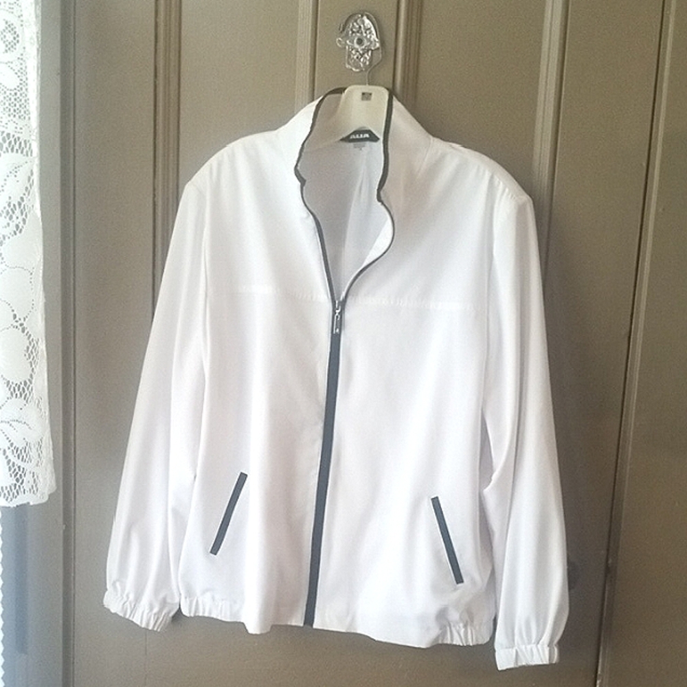 Alia Ladies  White  Jacket with Black Accents Sz.14